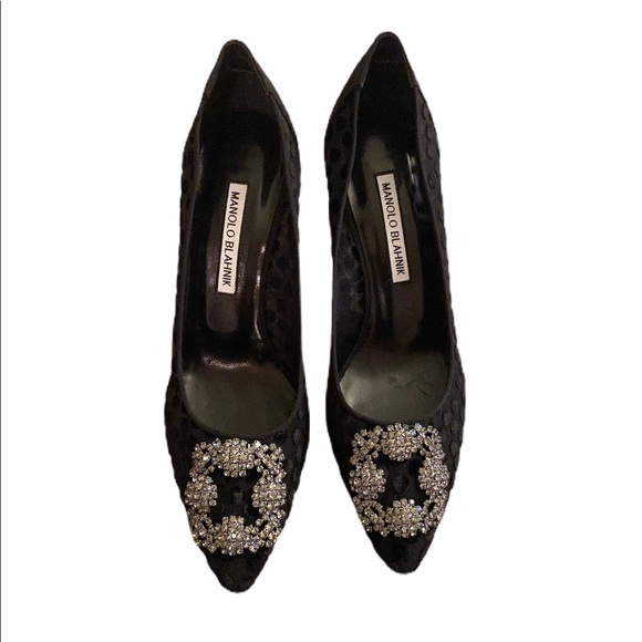 Manolo Blahnik Hangisi Polka Dot Mesh Heels Pump - Picture 3 of 10